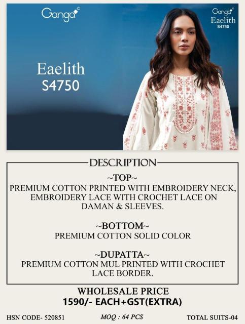 Ganga eaelith 4750 dress material cheap wholesale